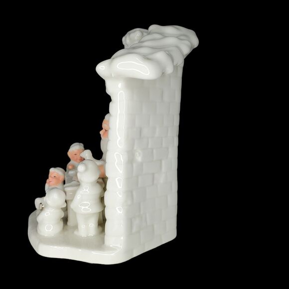 Santa Elf Toy Workshop White Gold Christmas Porcelain North Pole - Picture 5 of 8